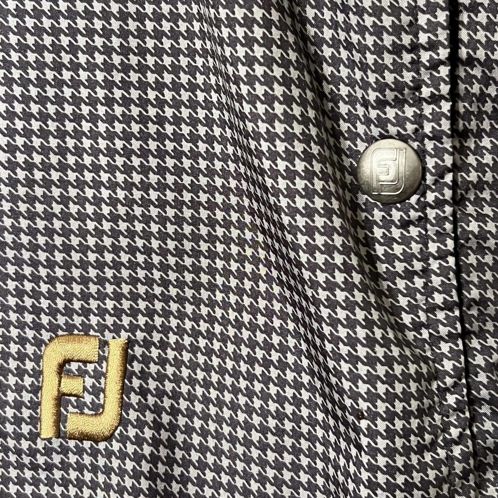 FootJoy DryJoys Mens Golf Rain Vest Large Gray Houndstooth Zip Snap Lined - Picture 11 of 12